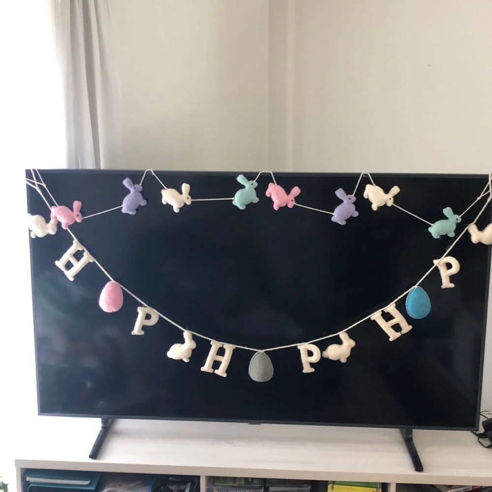 - 2 EASTER GARLANDS, felt material bunny’s and eggs, HOPPY school class ro…